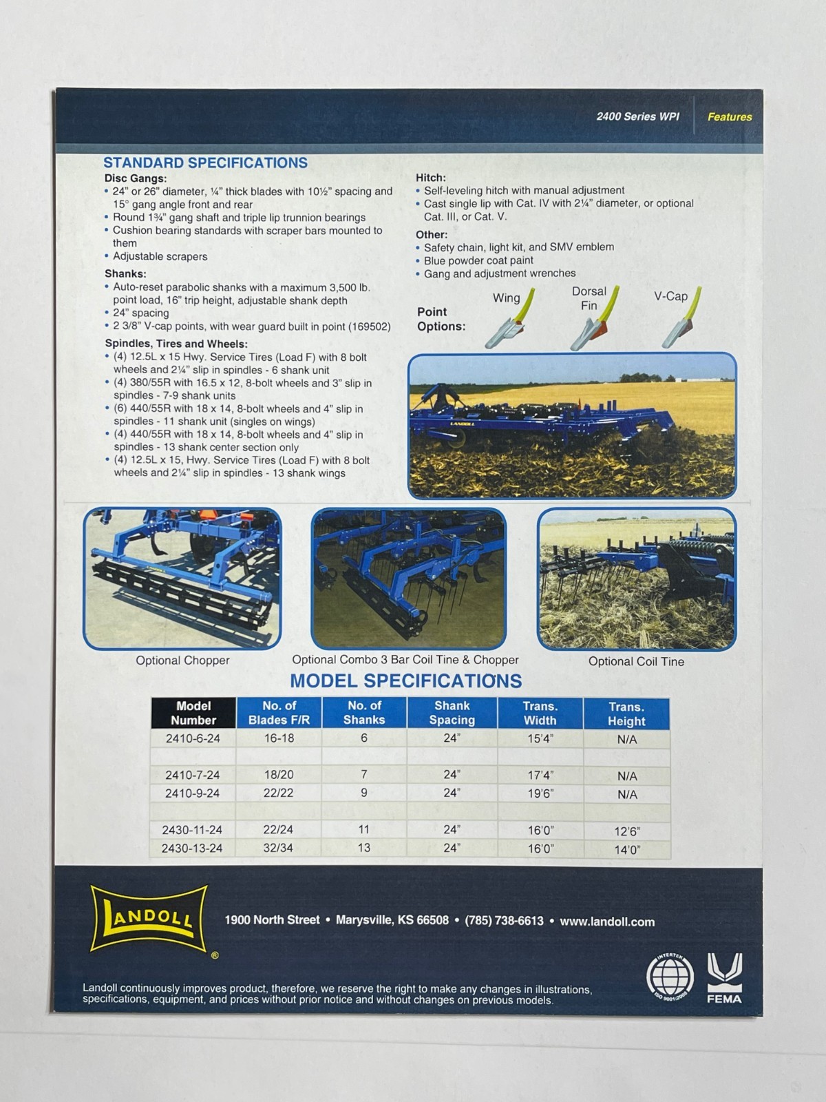 Landoll Model 2400 Series WPI Tillage Sales Brochure *Showroom Sales Page*