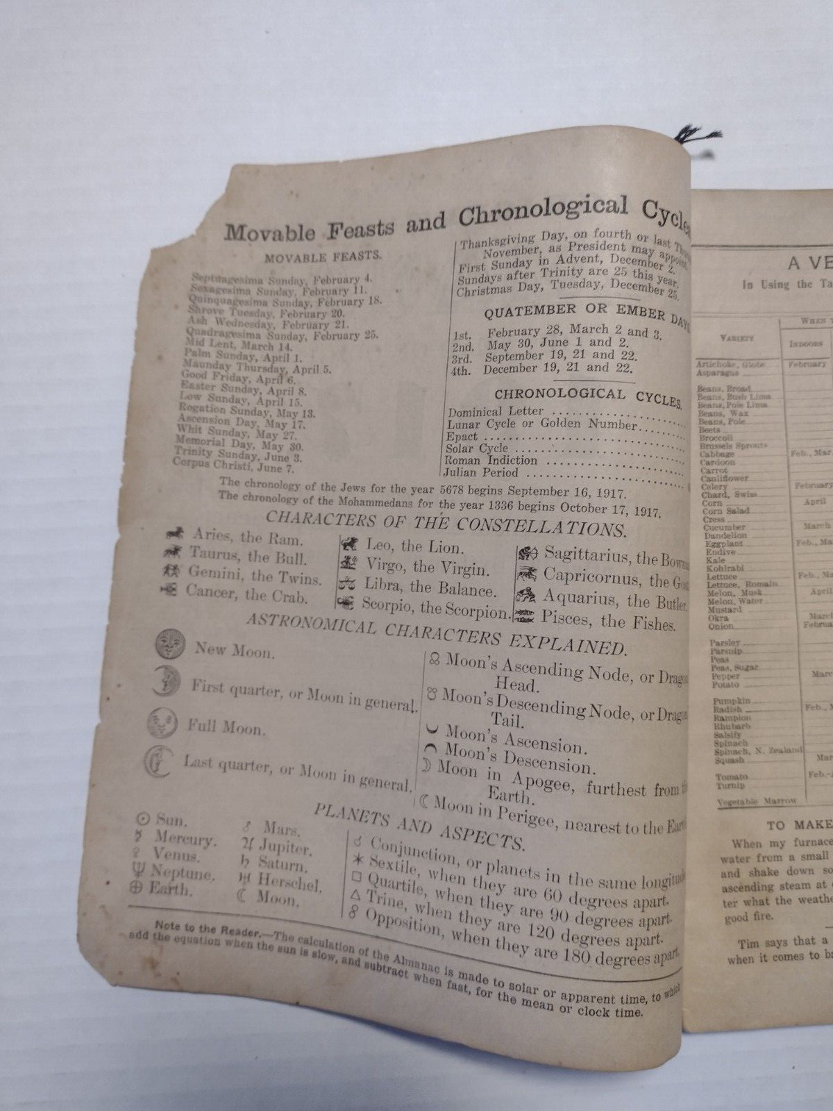 1917 John Baer’s Sons Lancaster, PA Agricultural Almanac