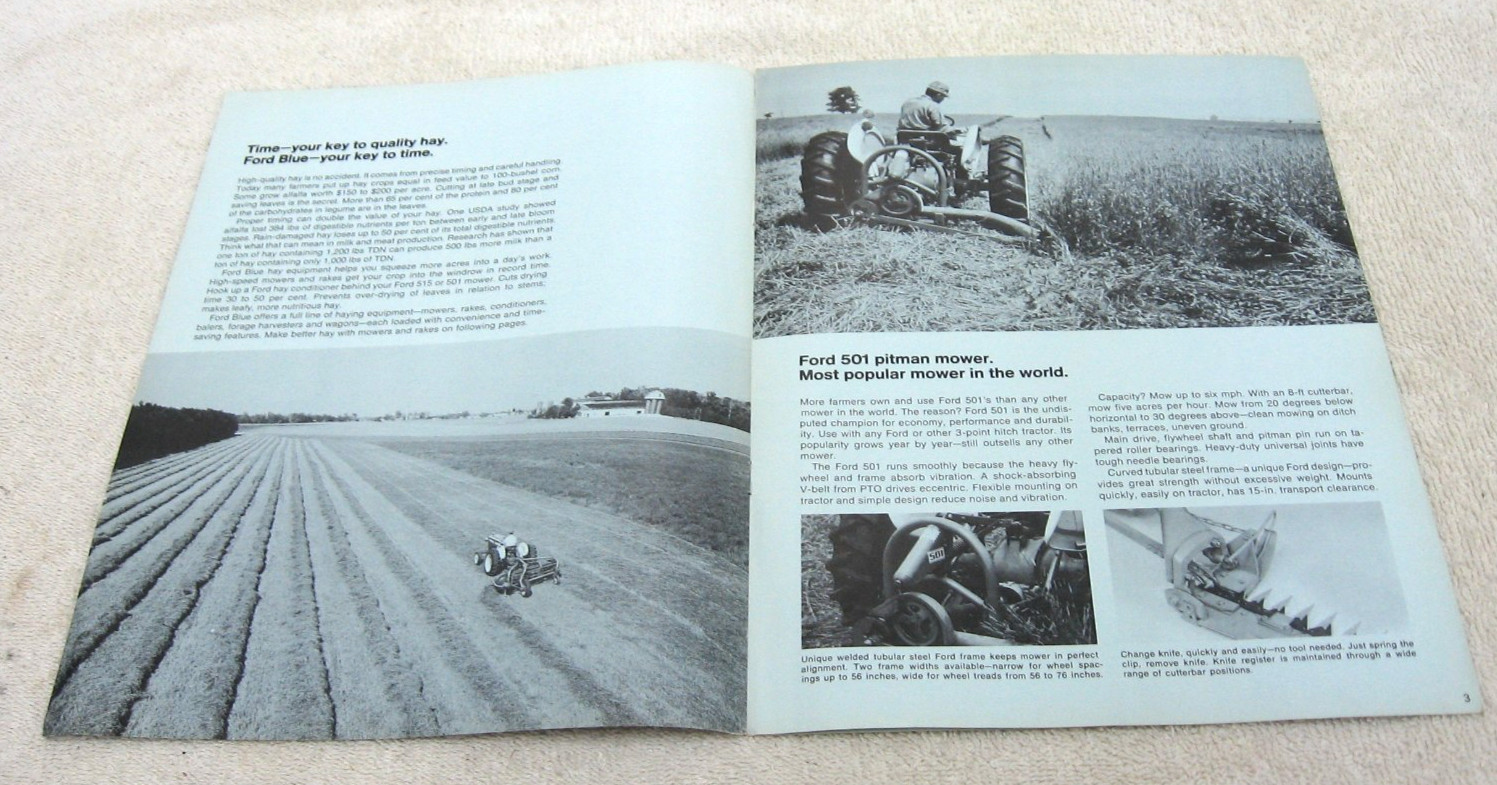 VINTAGE FORD TRACTOR MOWERS & RAKES BROCHURE 501 503 508 515