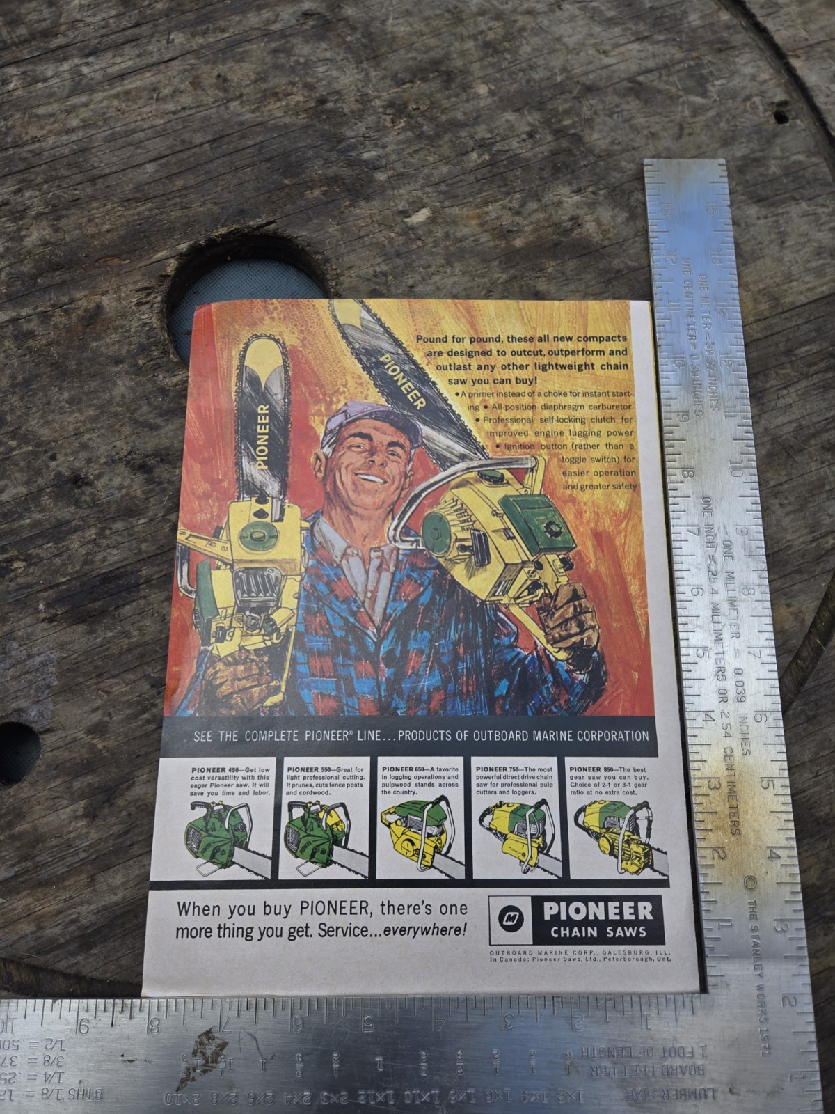 Vintage 1960’s Pioneer (OMC) Chainsaw Brochure For 11-10 & 14-10 Wildcat I & II