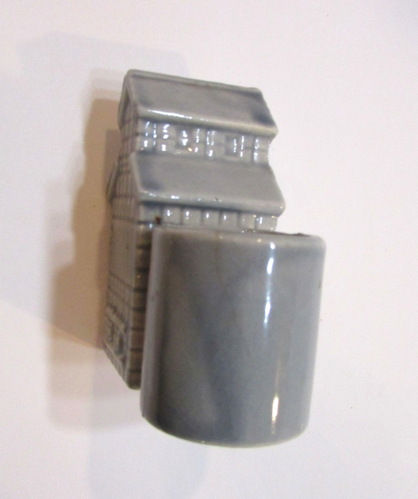 Vintage Grain Elevator Building Warco Japan Gray Ceramic 3″ Toothpick Holder
