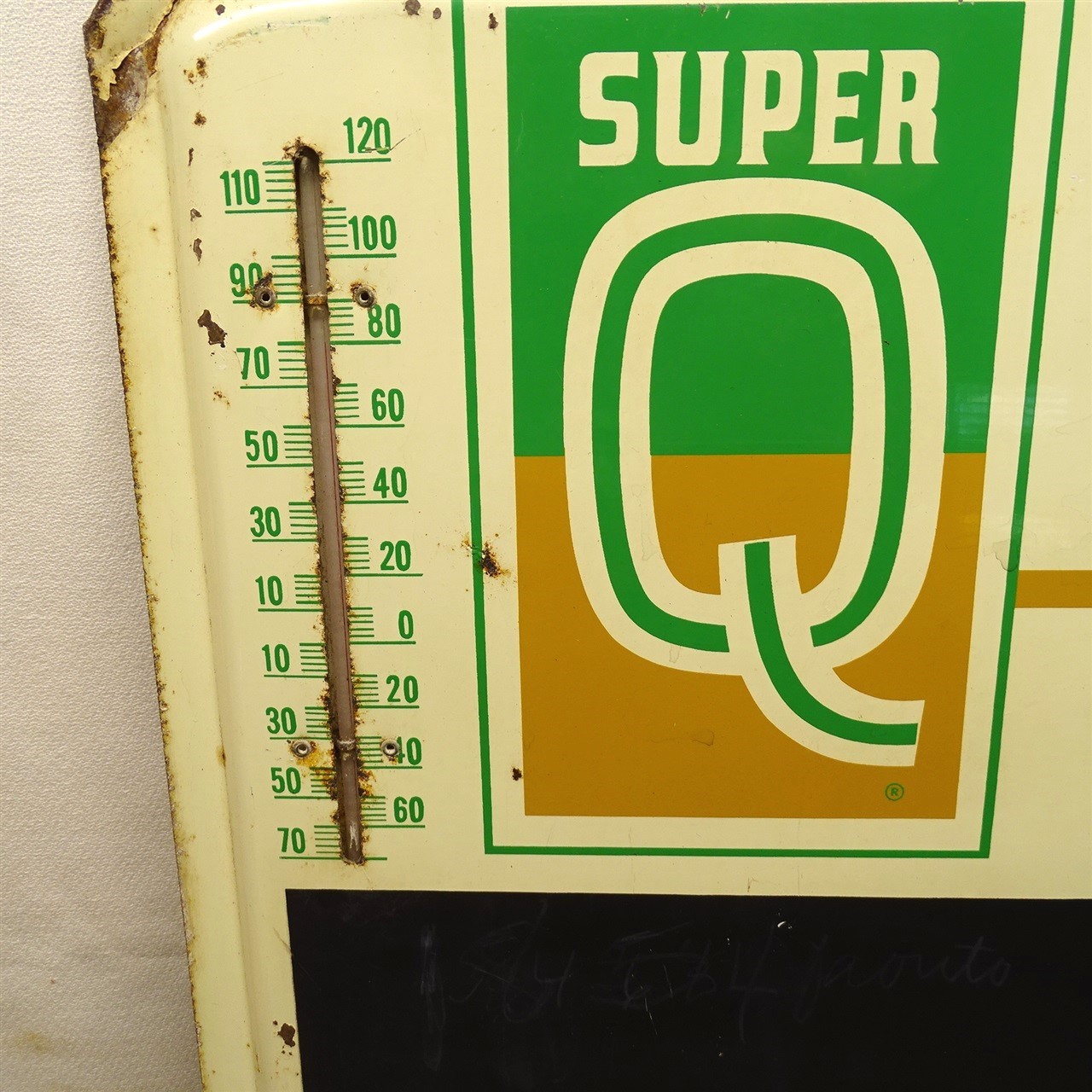 Vintage Super Q Fertilizer Sign Therm, V-G Chem. Co. Ag-Farm Ad, Metal 18″ X 24″