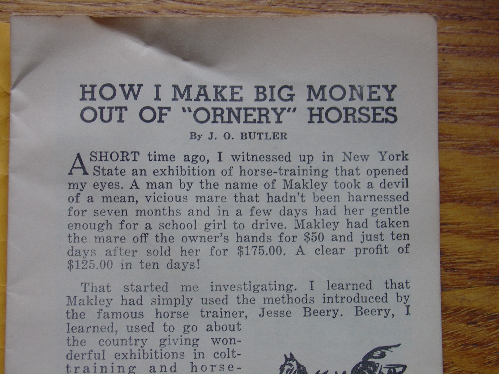 Vintage Antique Advertising Trick Horse Training Brochure Pamphlet Ornery Horses