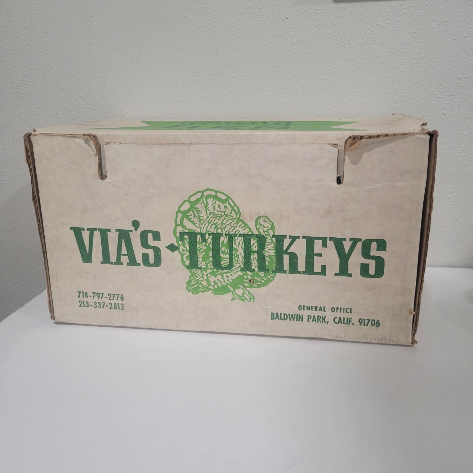 Vintage Cardbord Box Via’s Turkeys Yucaipa Baldwin Park