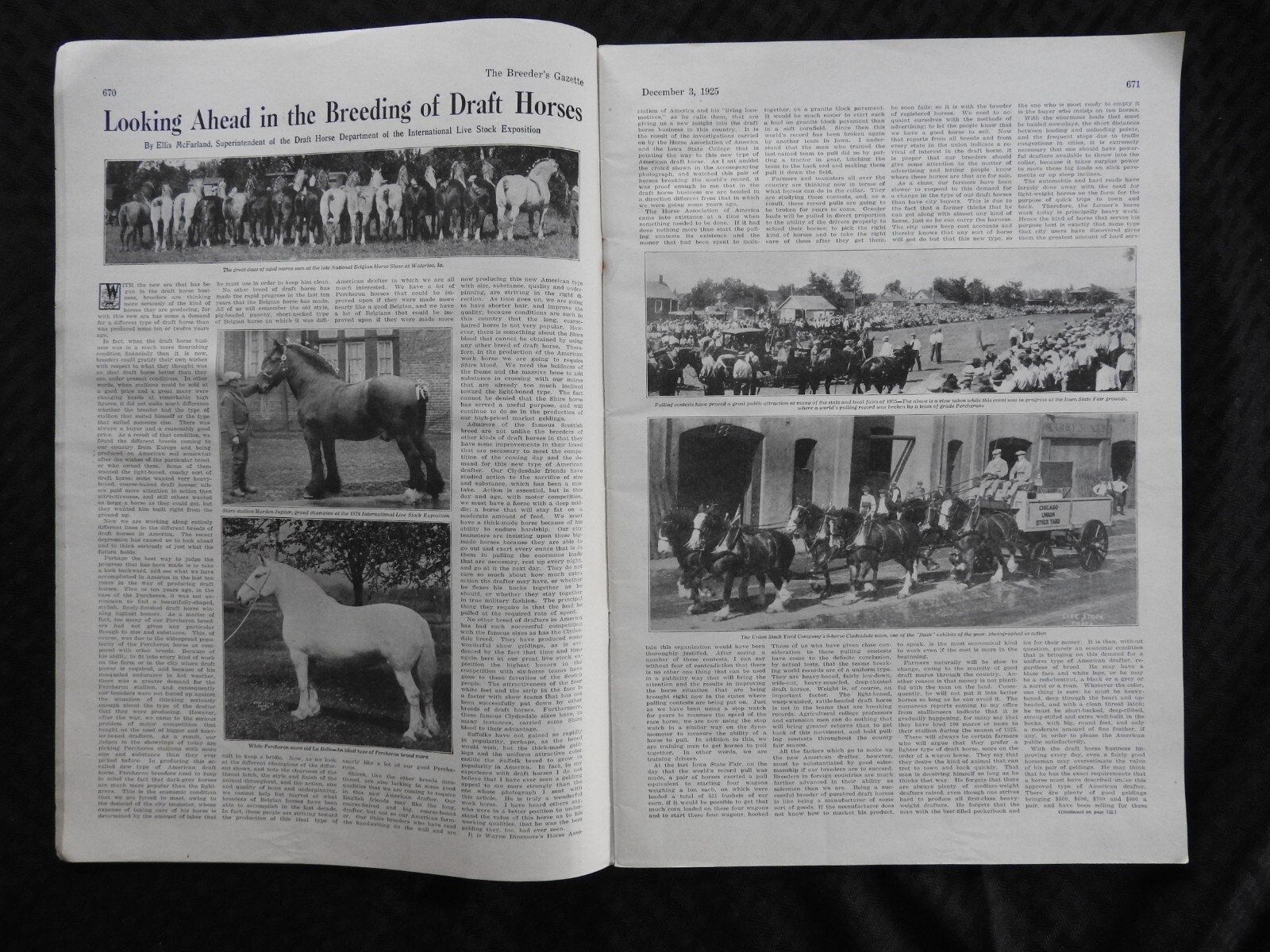 1925 Breeder’s Gazette Magazine – cattle rancher farmer horse show VERY GOOD