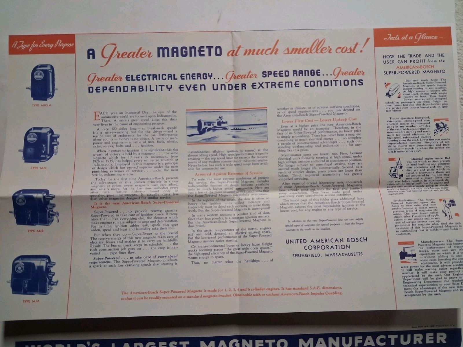 1936 AMERICAN BOSCH POWERED MAGNETO AGRICULTURE Poster Brochure 18″x24.8″