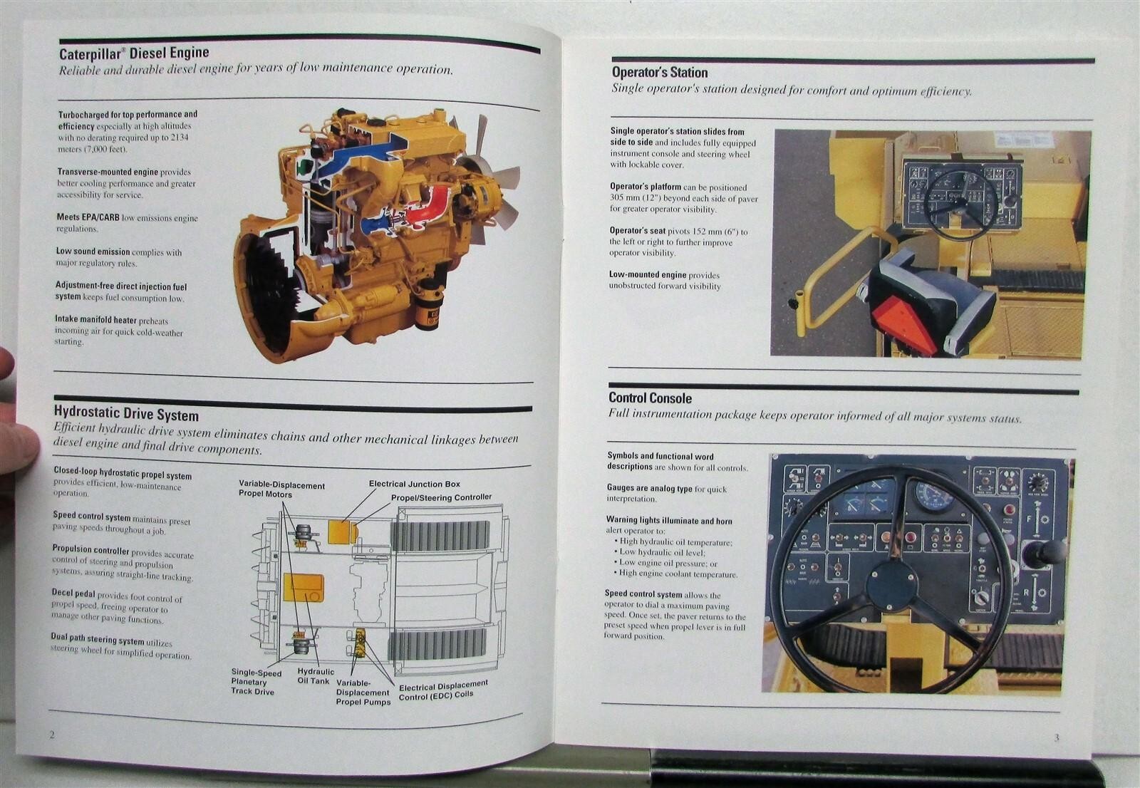 1998 Caterpillar AP 650B Track Asphalt Paver Specs Construction Sales Brochure