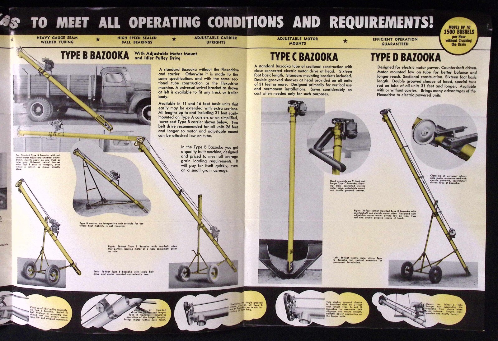 1953 Bazooka Spiral Grain Loader Model B-50 Brochure Wyatt Mfg Co Salina KS
