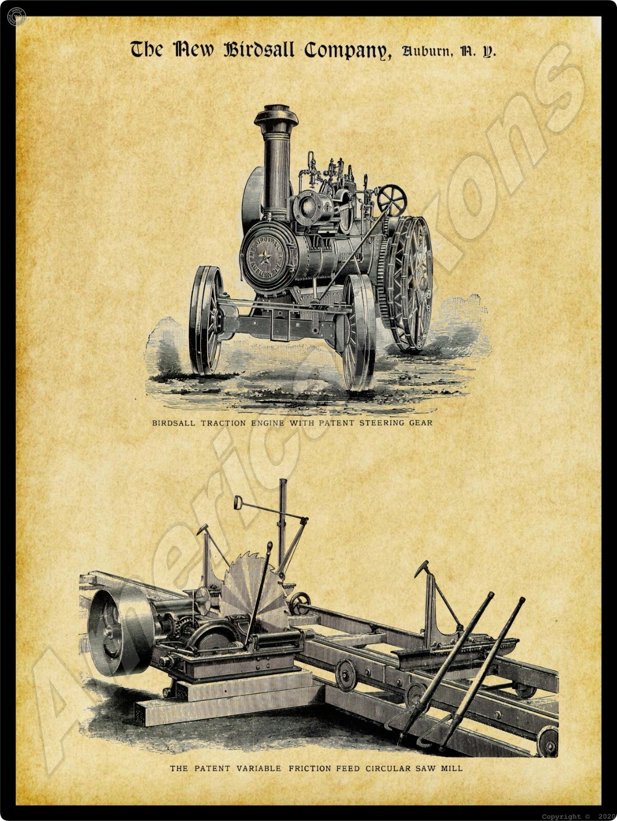 1897 Birdsall Traction Engine NEW Metal Sign – 24″x30″ USA STEEL XL Size 7 lbs