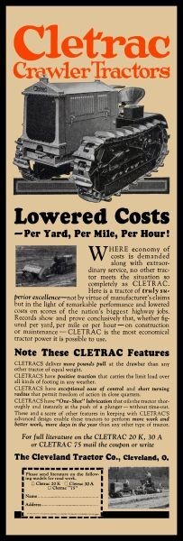 1927 Cleveland Tractor – CLETRAC for Lowered Costs – NEW Sign 16 x 48″ USA STEEL