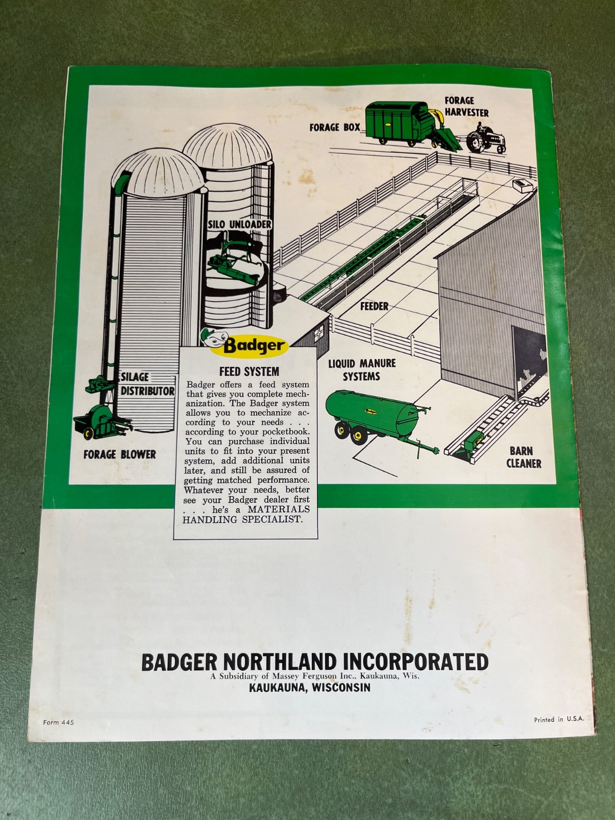 Original 1960’s Badger Automatic Self Unloading Forage Box Sales Brochure