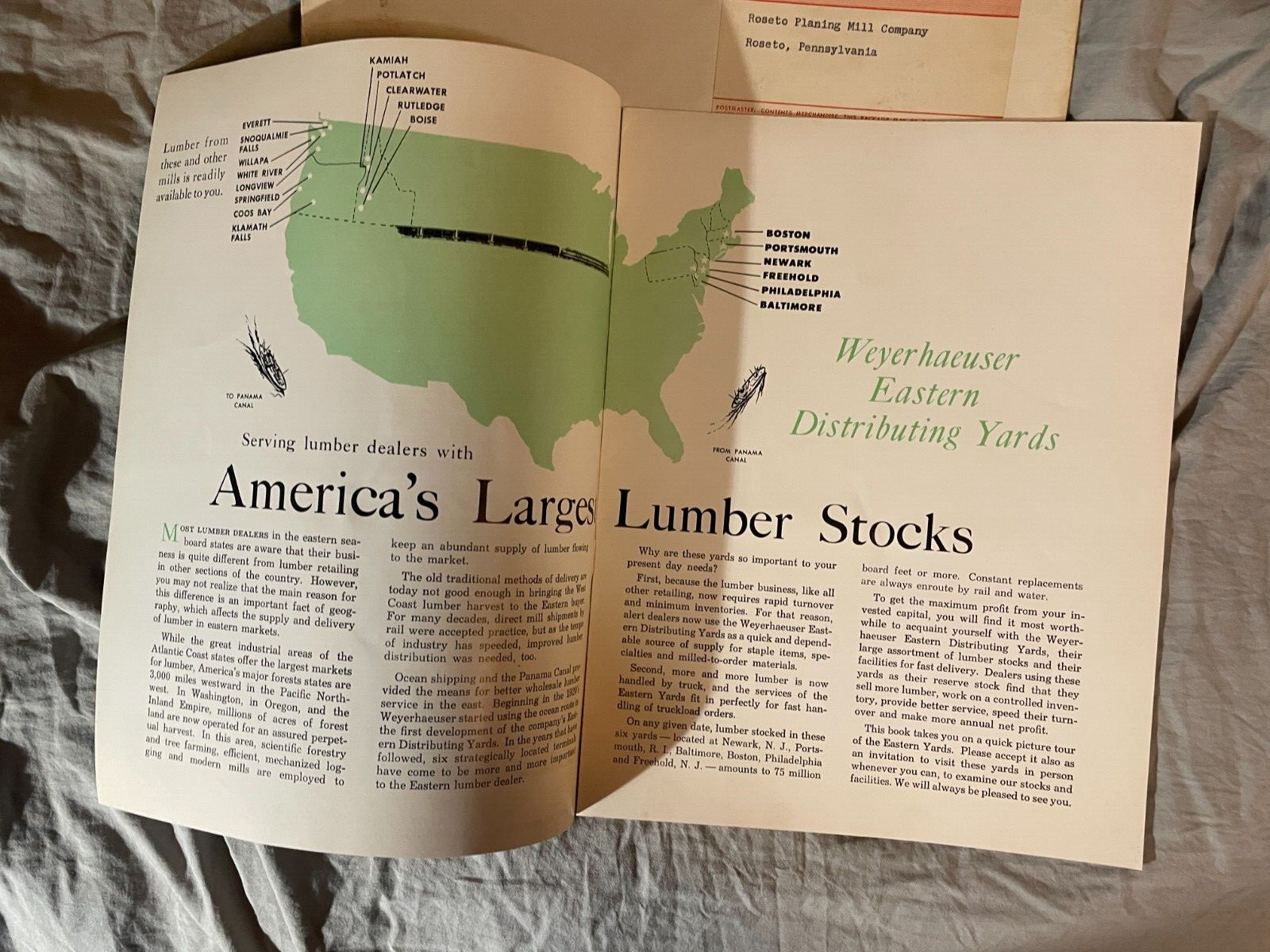 1950’s Weyerhaeuser Eastern Distributing Yards Brochure Pamphlet Lumber Vintage