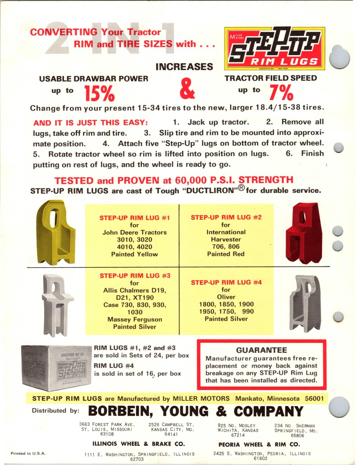 Vintage Miller Motors StepUp Step Up Rim Lugs Sales Dealer Advertising Brochure
