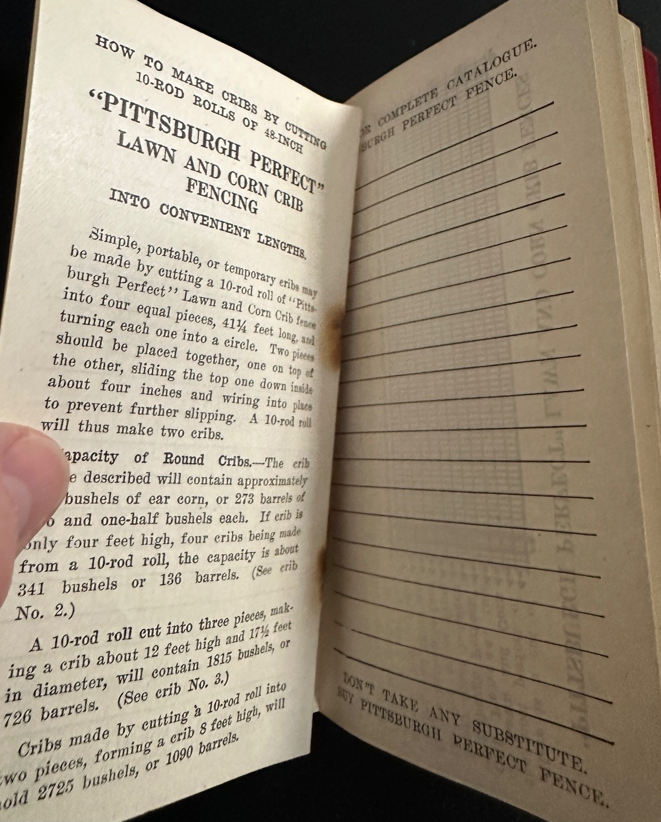 Lot of 2 Pittsburgh Steel Wire Fence Pocket Memorandum Notebooks Chambersburg PA