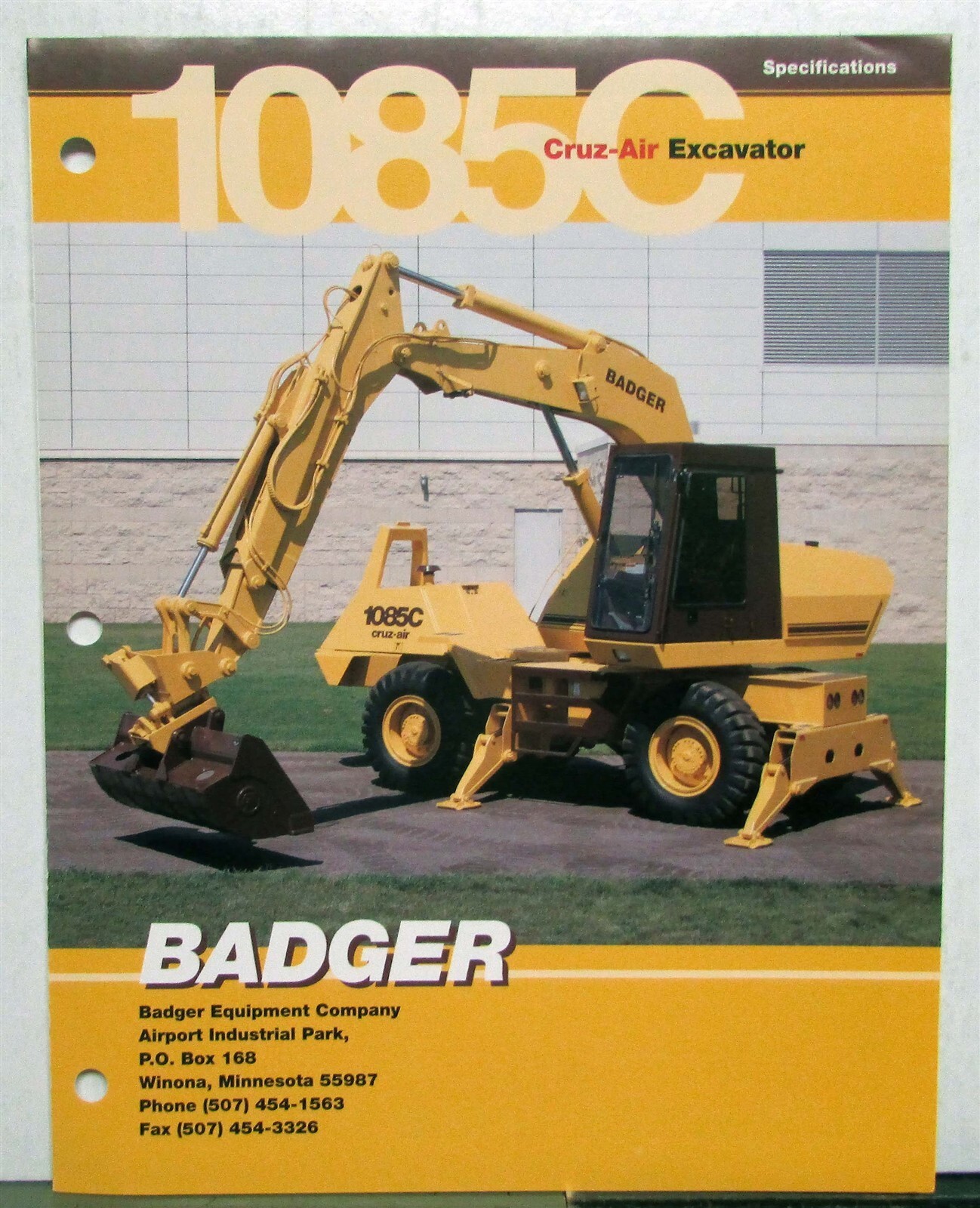 1996 Badger 1085C Cruz-Air Excavator Construction Sales Tri-Folder