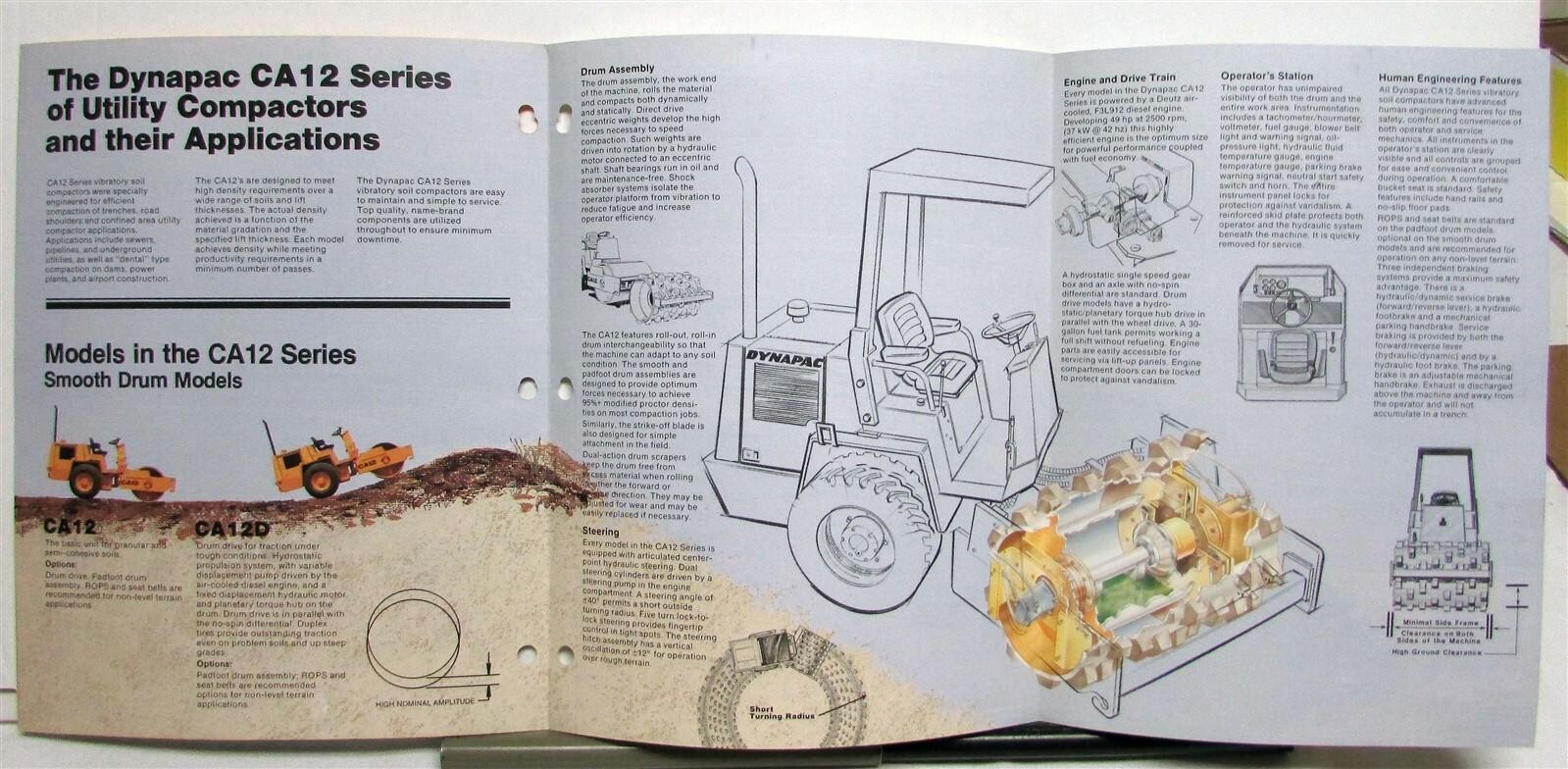 1984 Dynapac CA12 Series Vibratory Soil Compactor Specs Construction Brochure