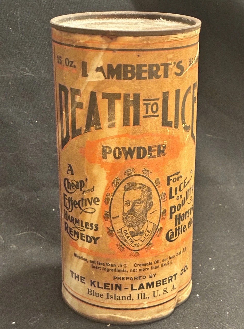Lambert’s Death To Lice Powder – RARE Full Original Tin from 1905