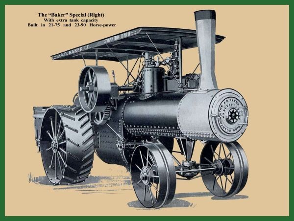 A.D. Baker Special Steam Engine Right View NEW Sign 24×30″ USA STEEL
