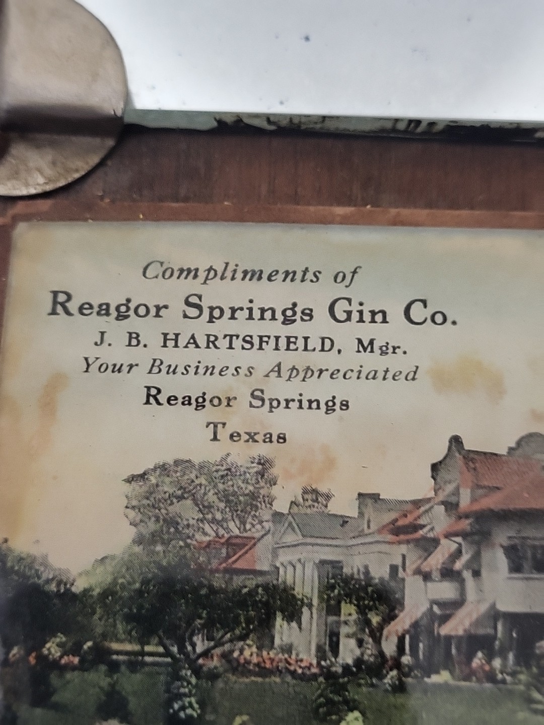 1920’s ? SCARCE Reagor Spring ,Texas Cotton Gin Advertising, Mirror/ Wood Sign