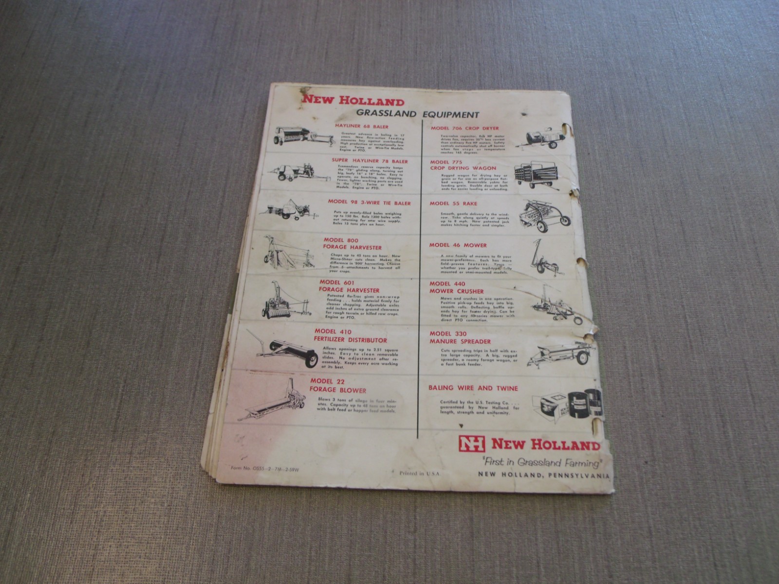 COLLECTIBLE NEW HOLLAND MODEL SUPER 55 ROLABAR RAKE OPERATING INSTRUCTIONS
