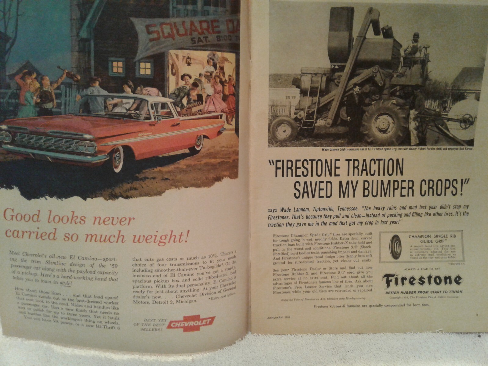 January 1959 FARM & RANCH mag SOUTHERN AGRICULTURIST adver edition 4 chickens