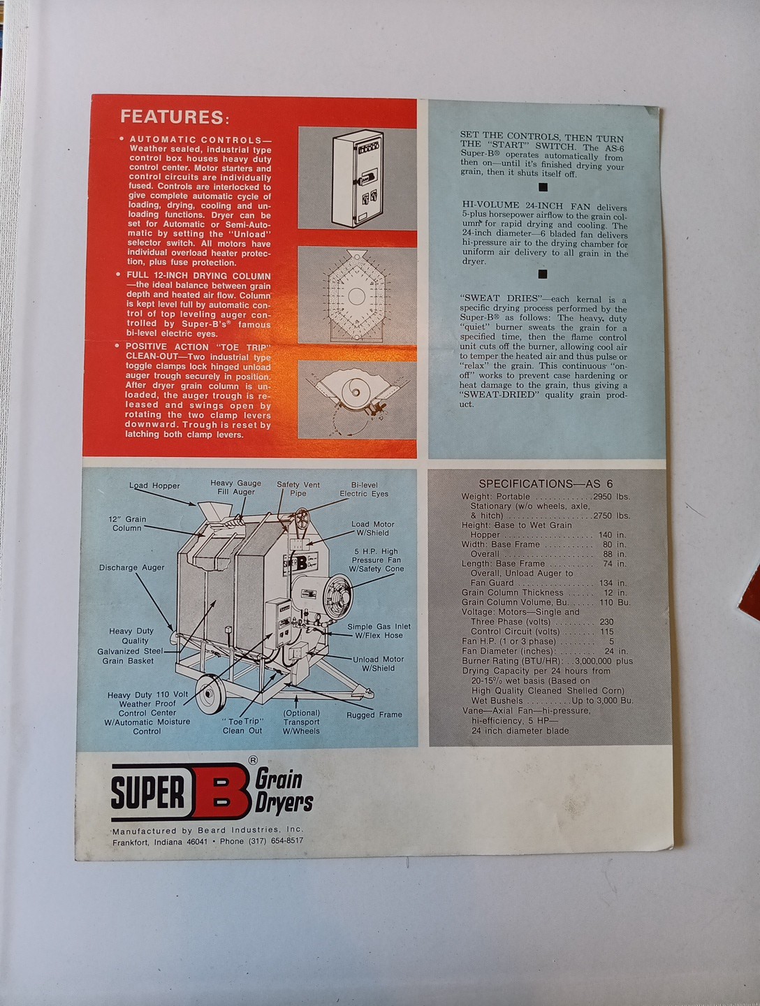 Brochures For 1971 & 1988 Super B Grain Dryers Sales Brochures AS6