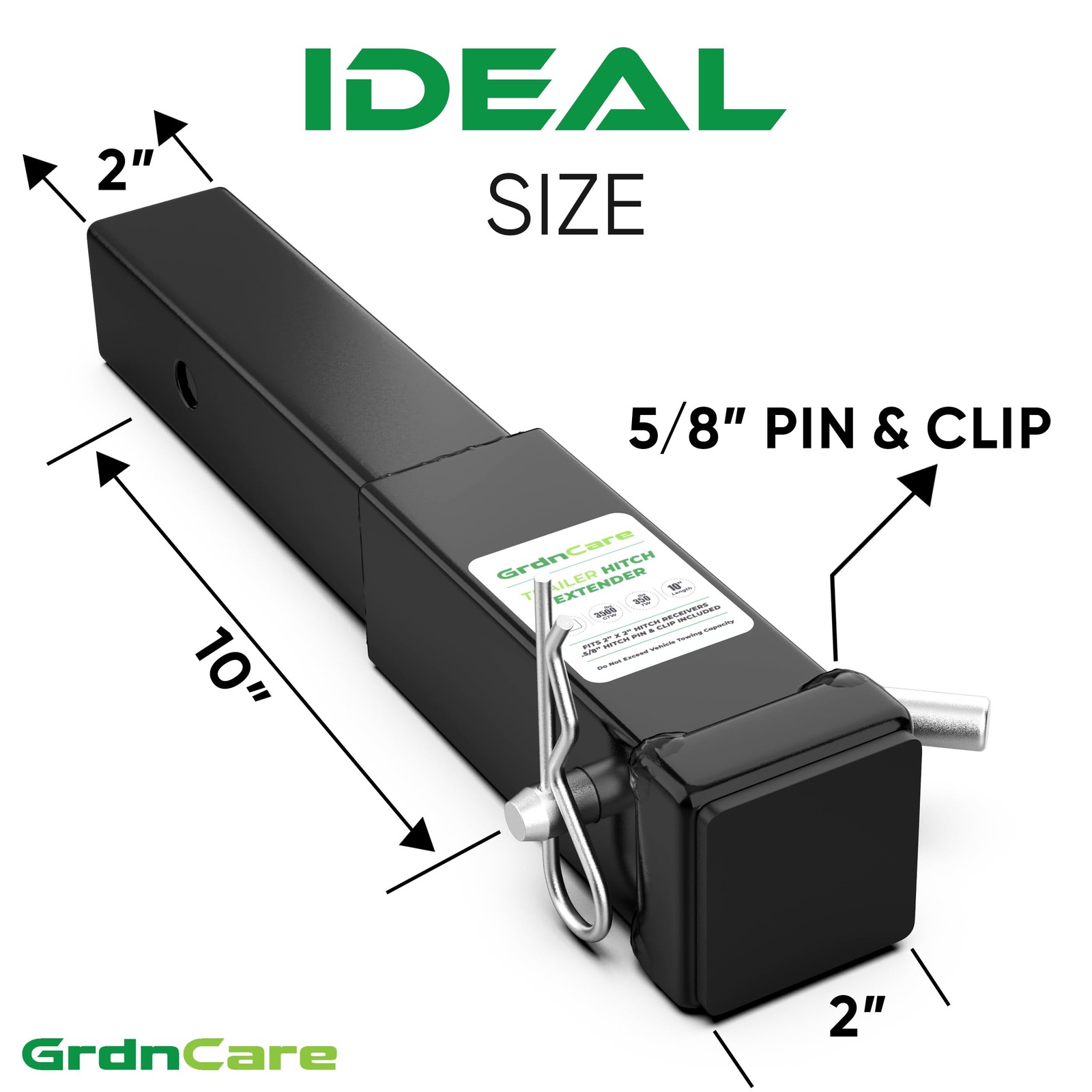 GrdnCare Heavy-Duty 10″ Trailer Hitch Extender for 2-Inch 10 Inch, Black