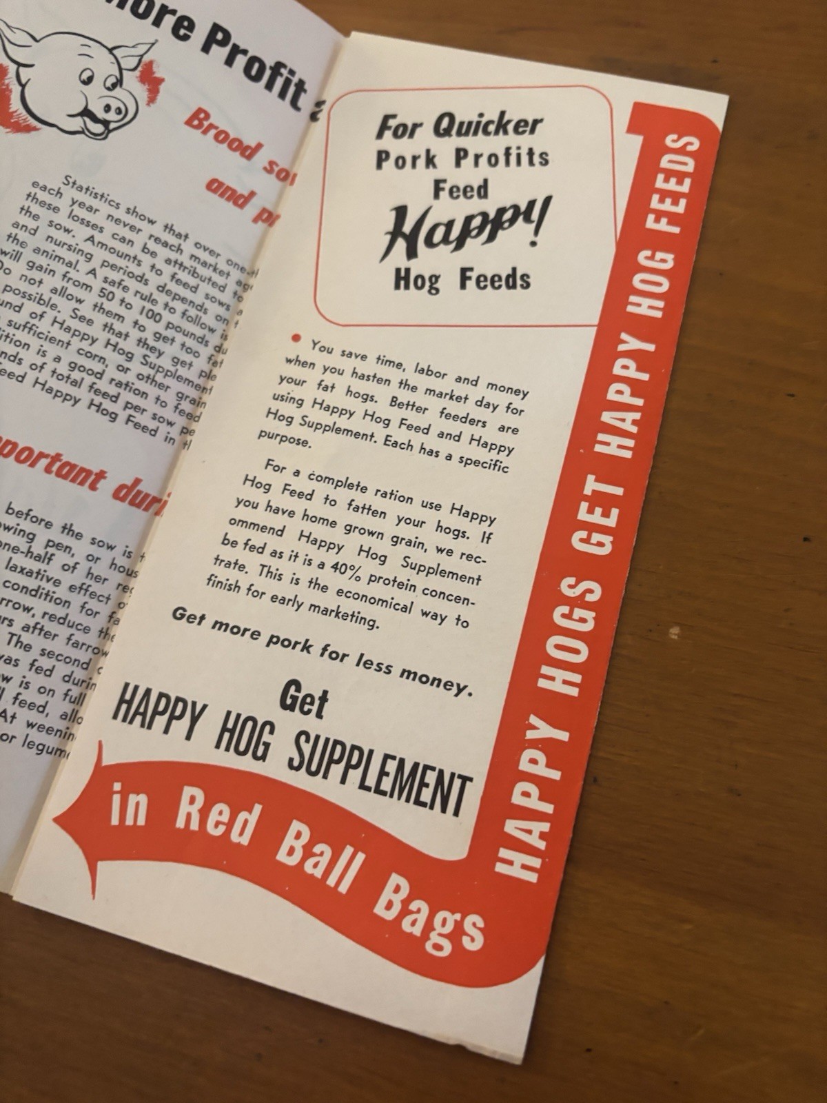 Happy Hog Feeding Hints Brochure 1950’s ? EXCELLENT CONDITION Free Shipping