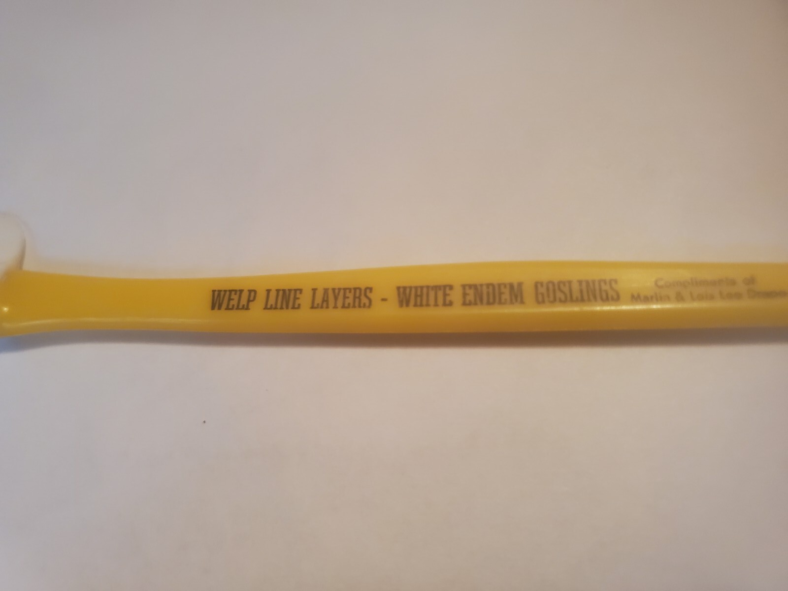 10″ plastic spatula stork hatchery Fredericksburg iowa drape welp line layers