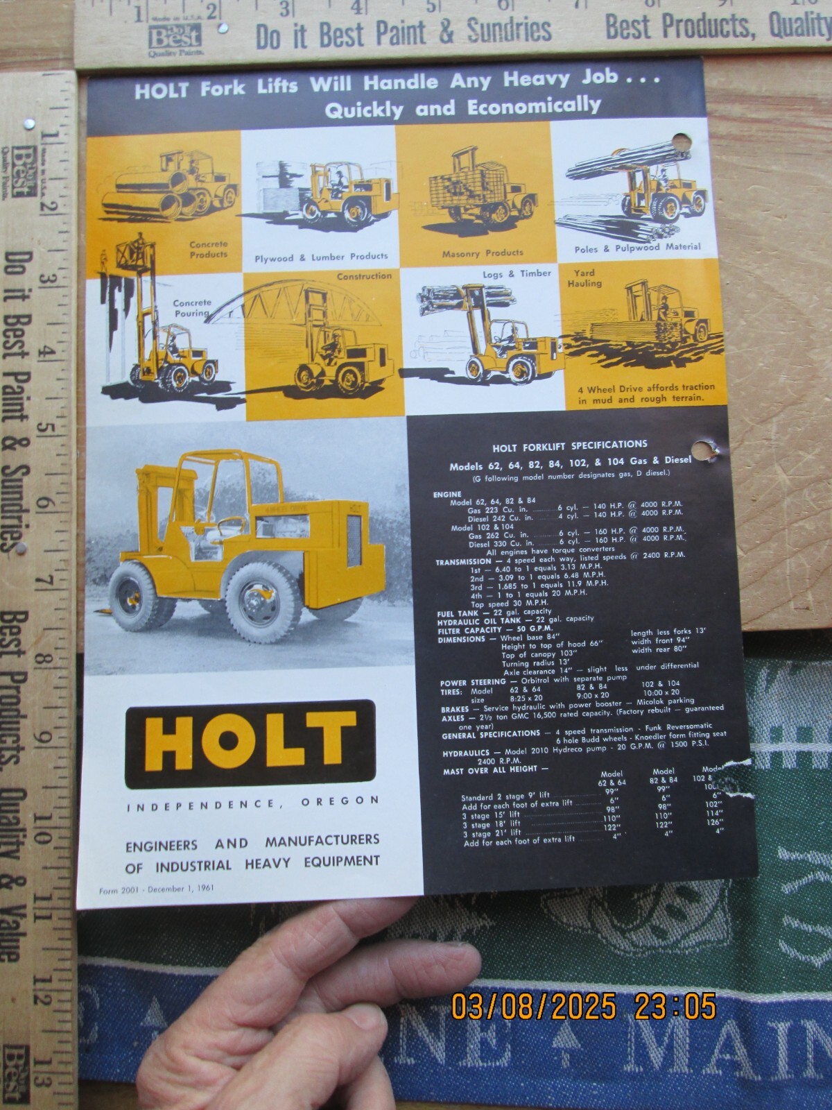 holt 4 wheel drive lift trucks 1 page 2 sides