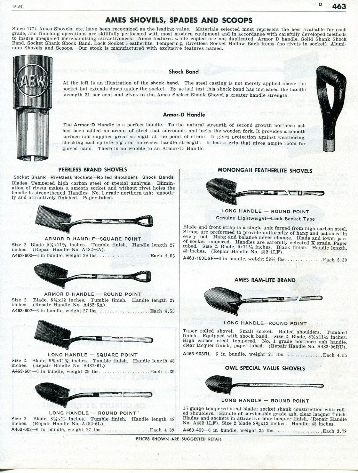 1958 Print Ad of Ames Armor D Shovels, Spades & Scoops