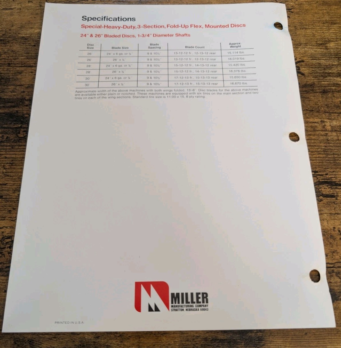 Miller Heavy-Duty Rigid Offset Disc Series II And Mounted Discs Brochures
