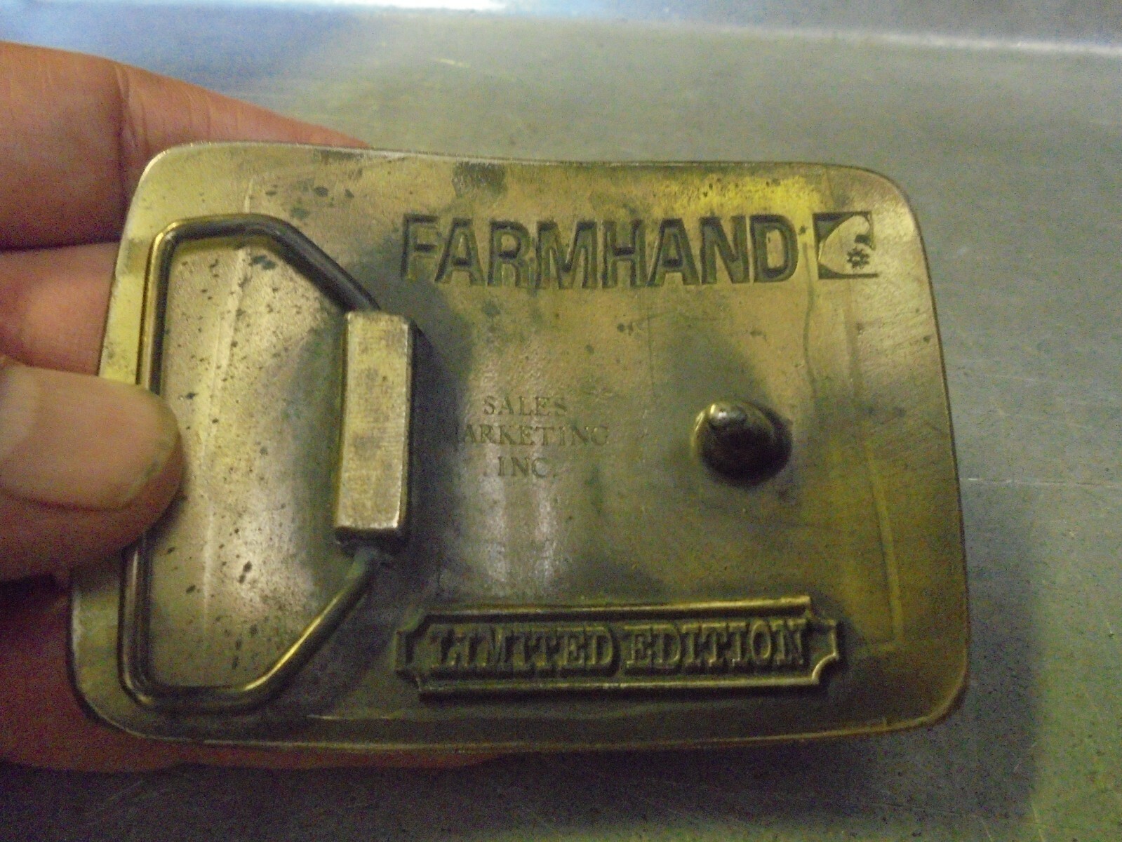 Vintage Farmhand Agriculture America’s Lifeline brass belt buckle
