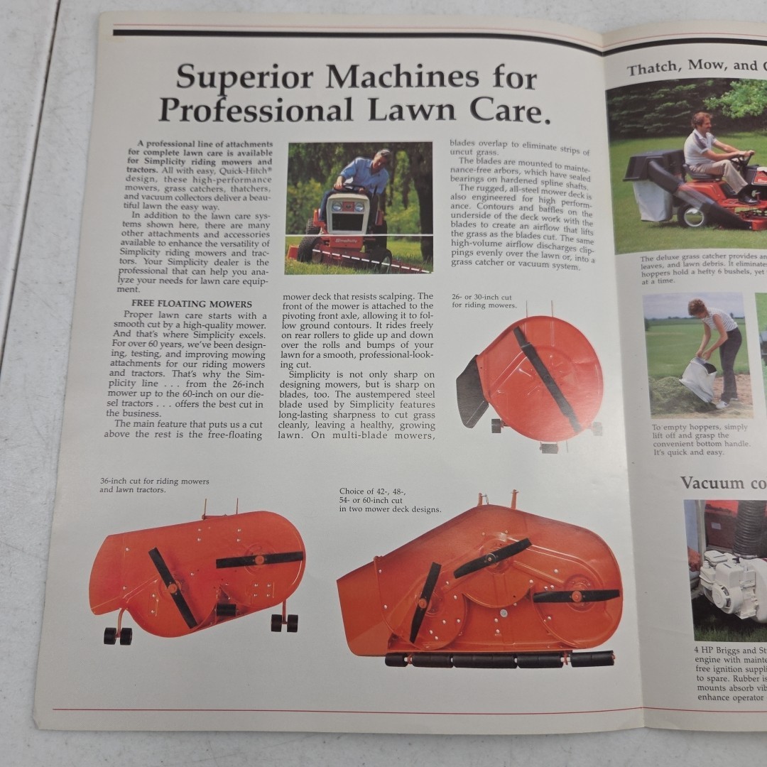 Vintage 1984 Simplicity Sales Brochure Lawn Care Systems Mowers Tractors