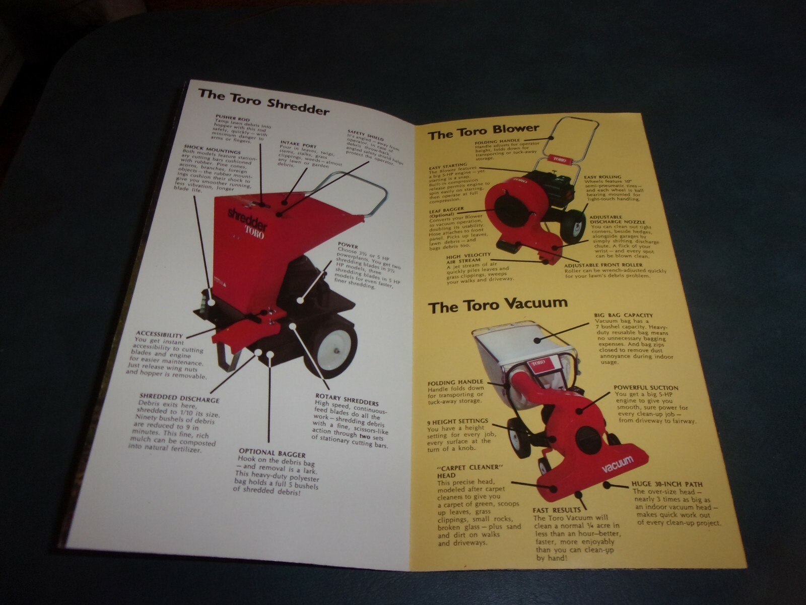 TORO LAWN VAC’S / BLOWER / SHREDDER BROCHURE *** VINTAGE ORIGINAL