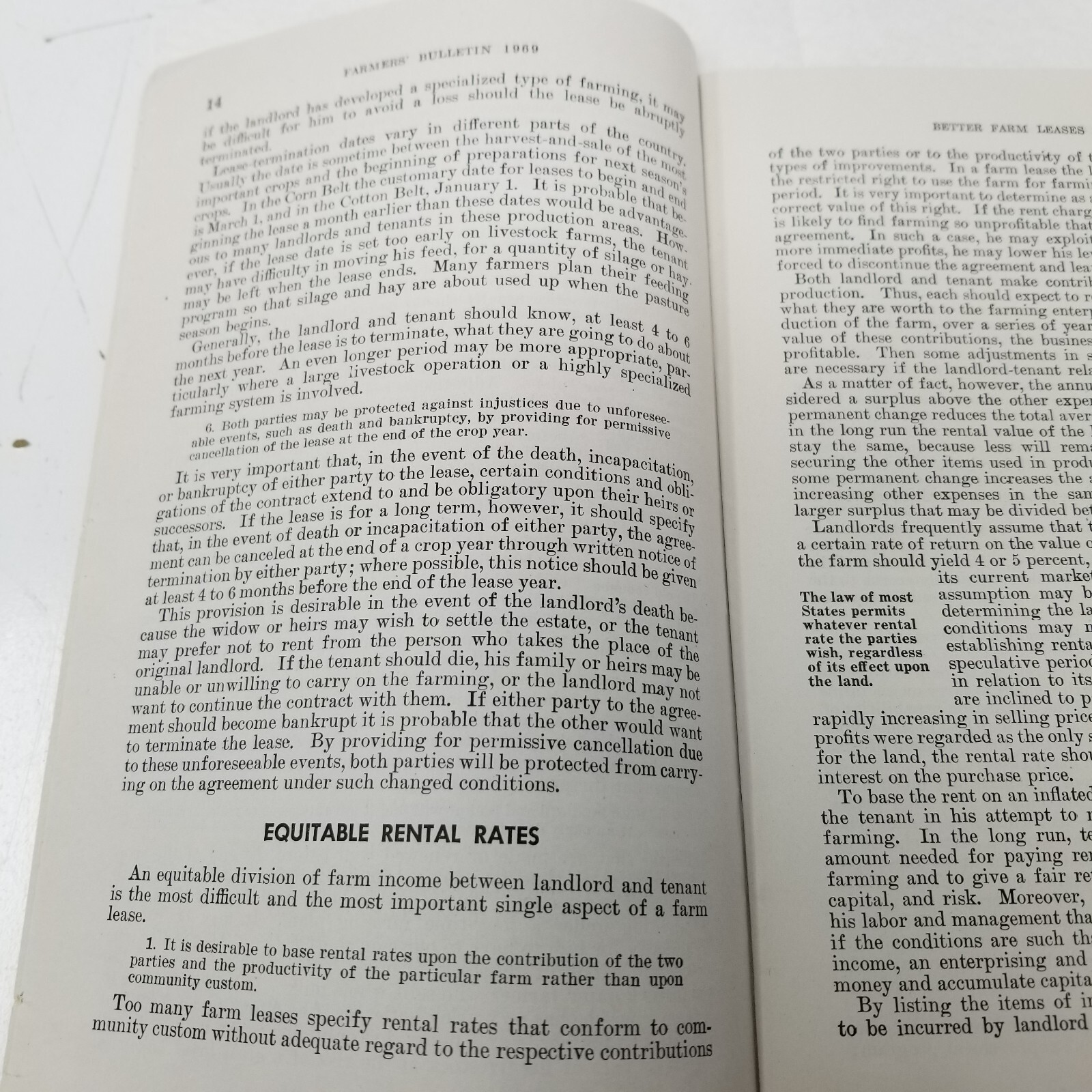 Better Farm Leases 1946 Farmers’ Bulletin Booklet 1969 USDA Guide Checklists