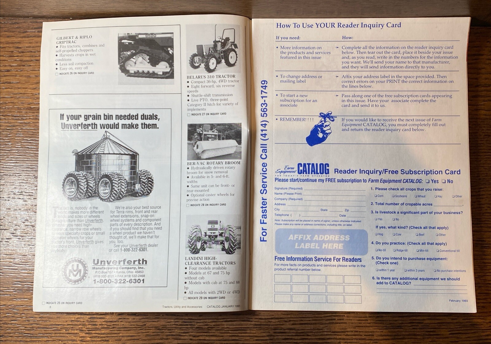 Vintage Farm Equipment Catalog January 1993 Livestock Crops Grain Buyer’s Guide