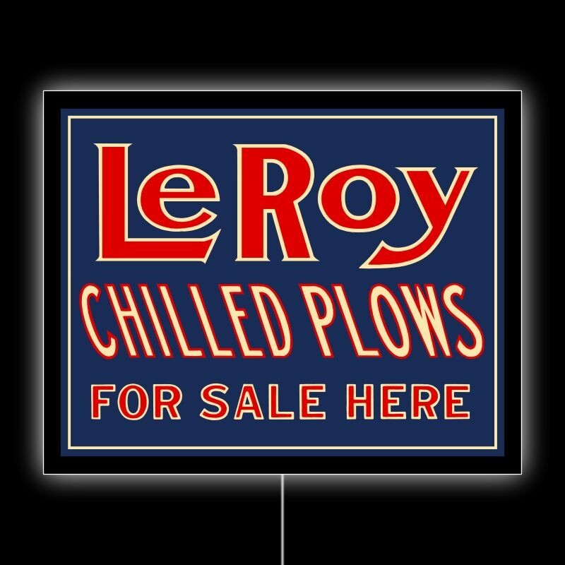 Le Roy Chilled Plows For Sale Here NEW LED Hanging Lighted Sign: 18×23″