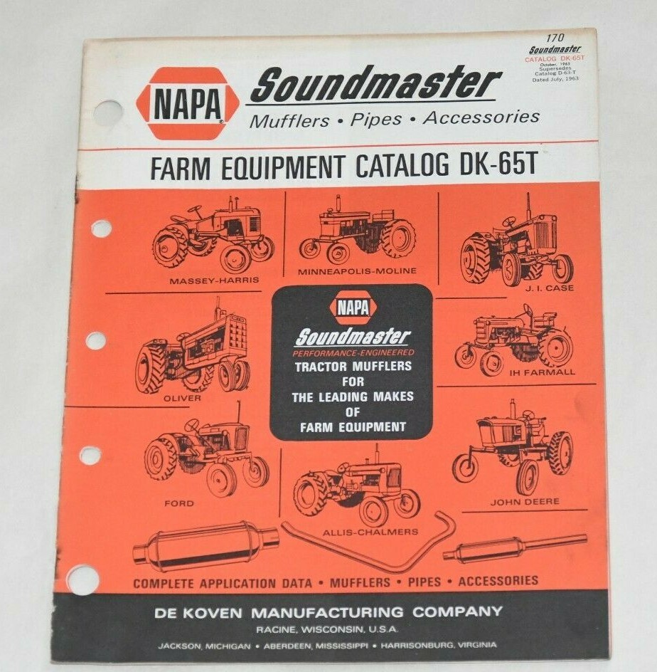 1965 NAPA Soundmaster Tractor Muffler Pipes Accessories Farm Equipment Catalog