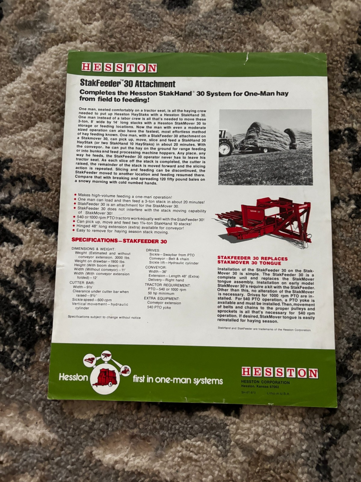 Hesston 30 Stakfeeder For 1972 Brochure DCPA26
