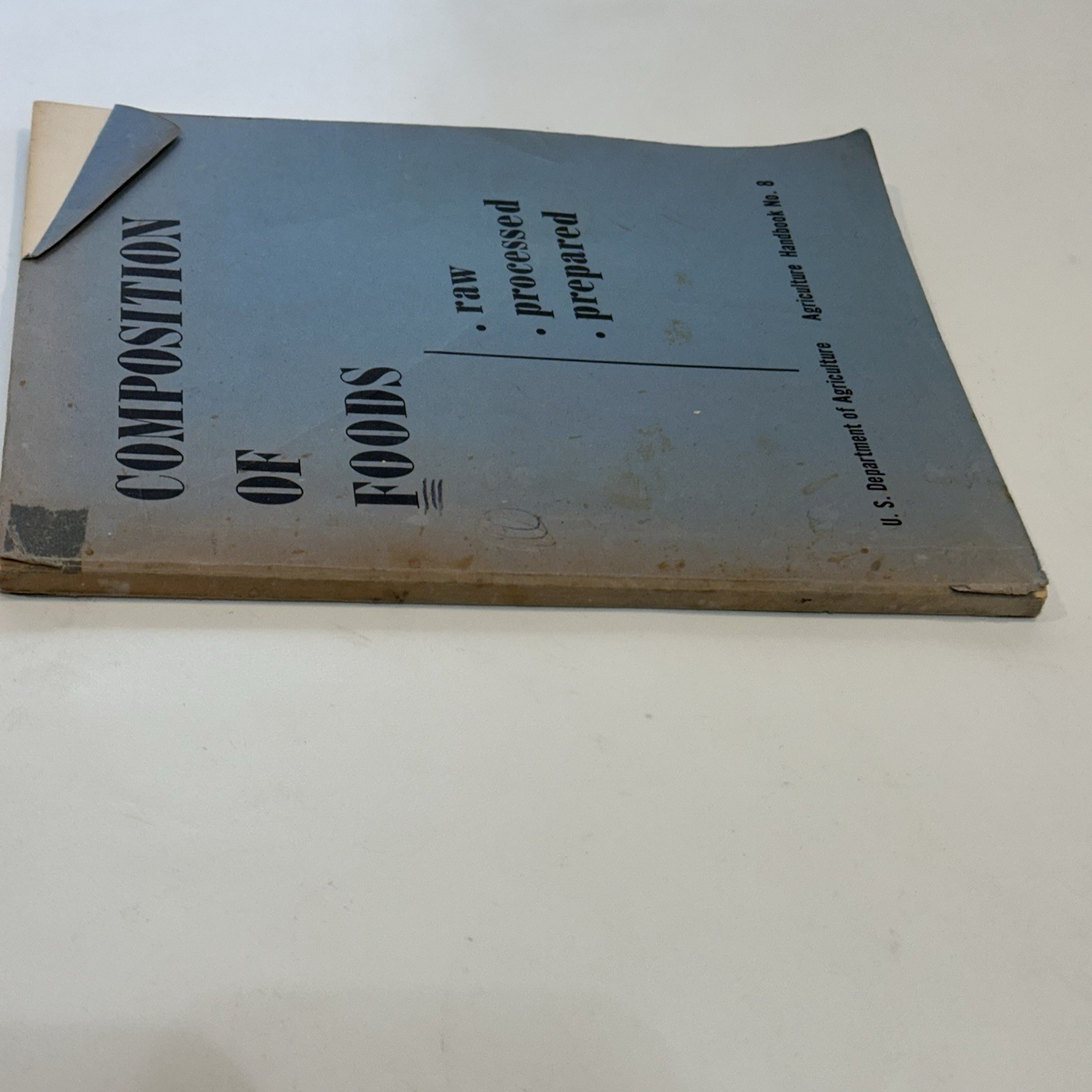 Vtg 1950 Composition Of Foods U.S. Dept Of Agriculture Research Handbook #8