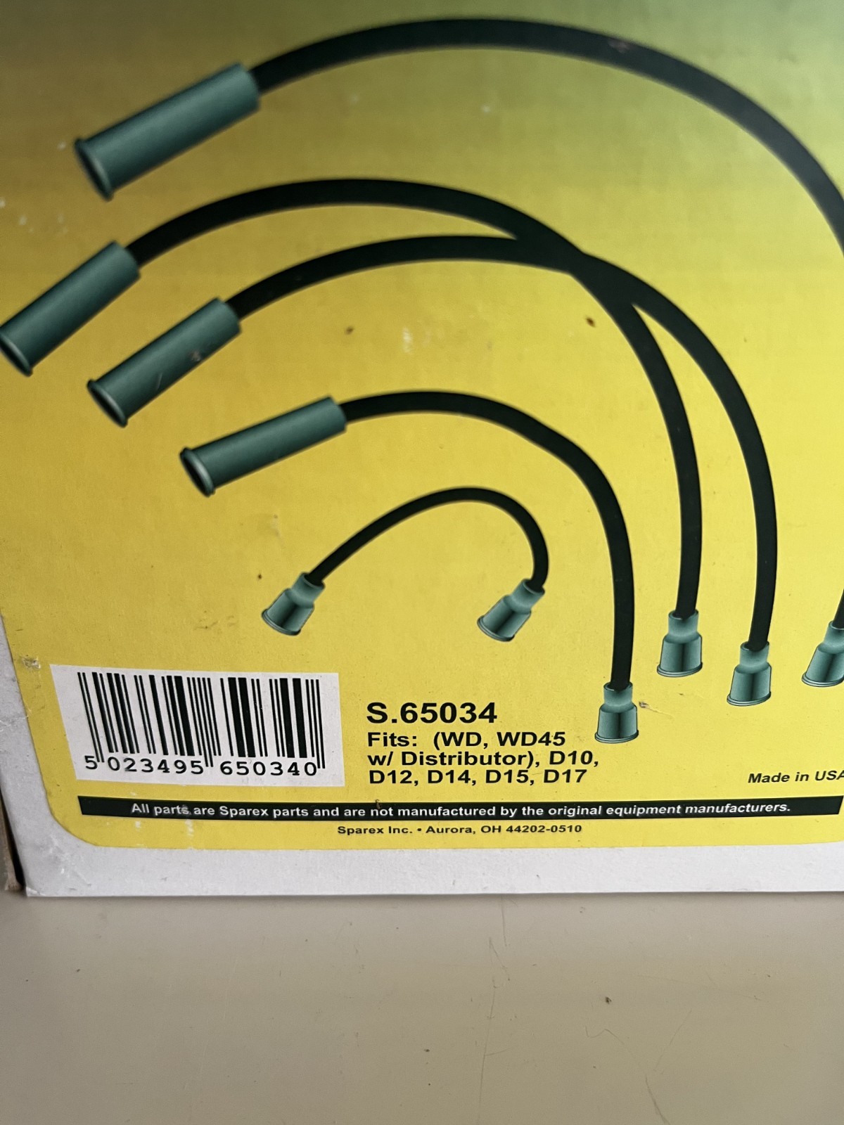 Sparex International Harvester Spark Plug Wire Set S.65034 Free Shipping