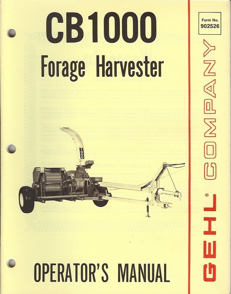 Farm Manual – Gehl – CB 1000 – Forage Harvester – Operator’s – 1980 (FM122)