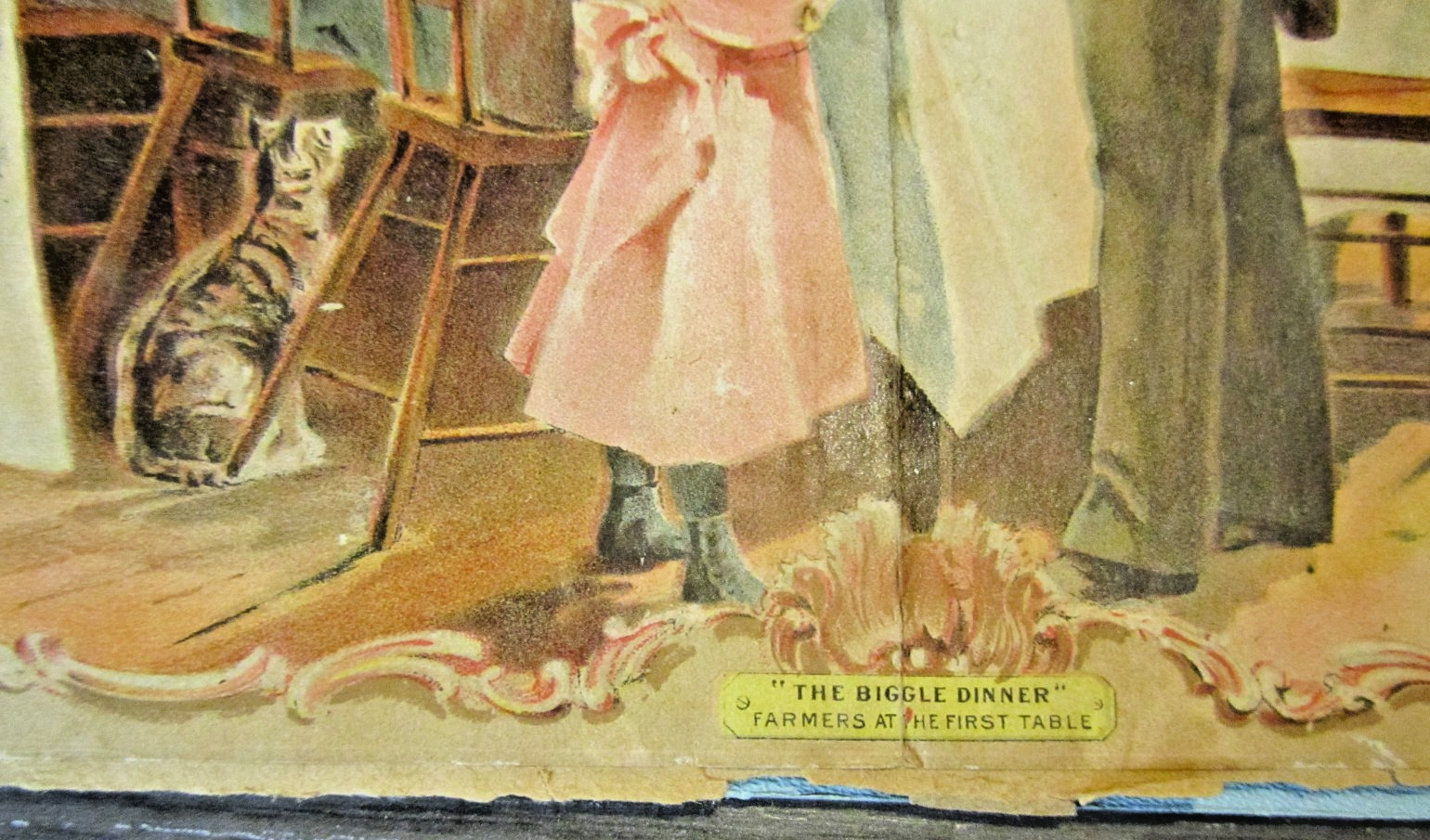 1890’s The Biggle Dinner Farmers at the First Table Victorian Color Litho + Card