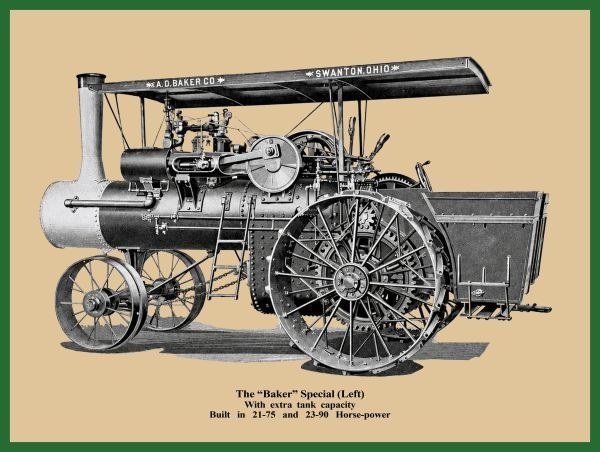 A.D. Baker Special Steam Engine, Left View NEW Sign 24×30″ USA STEEL