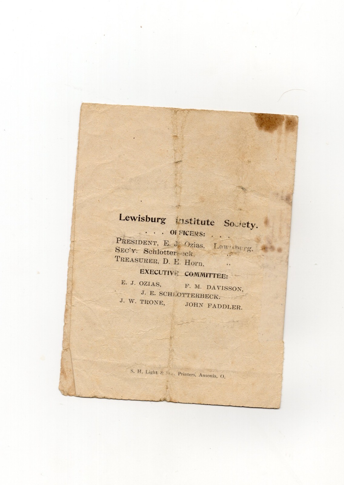 1894 – Ohio Farmers Institute LewisBurg Institute Society Ohio Program – XL5Q