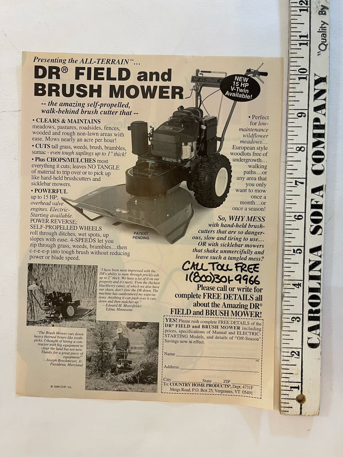 Vintage 1999 Print Ad DR Field & Brush Mower Advertisement