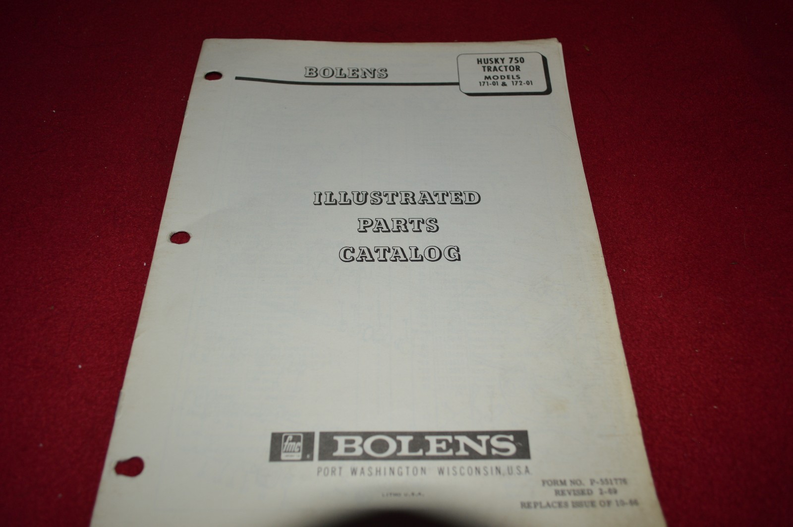 Bolens Husky 750 171-01 172-02 Tractor Dealer’s Parts Book Manual CHPA