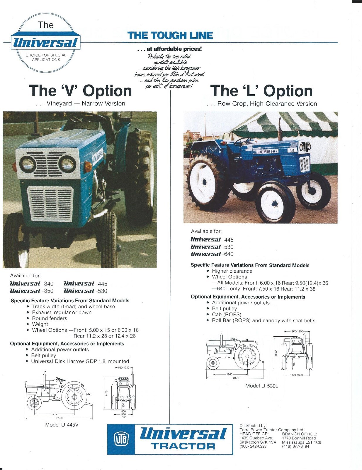 Farm Tractor Brochure – UTB Universal – V L DTCE SD options – c1980’s (F6105)