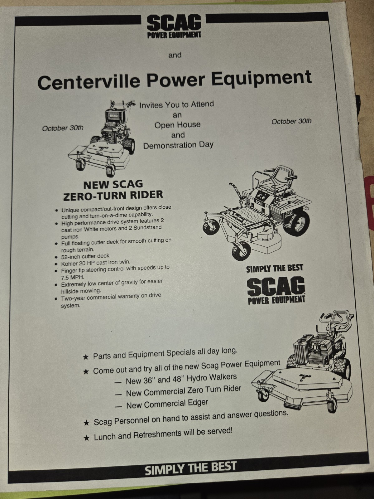 1990 SCAG POWER EQUIPMENT ADVERTISING LOT